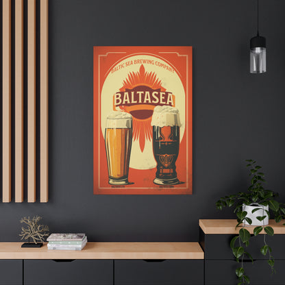 "Vintage Baltasea Brewing Poster - Baltic Sea Brewing Company Frameless Stretched Matte Canvas" Matte Canvas, Stretched, 1.25"