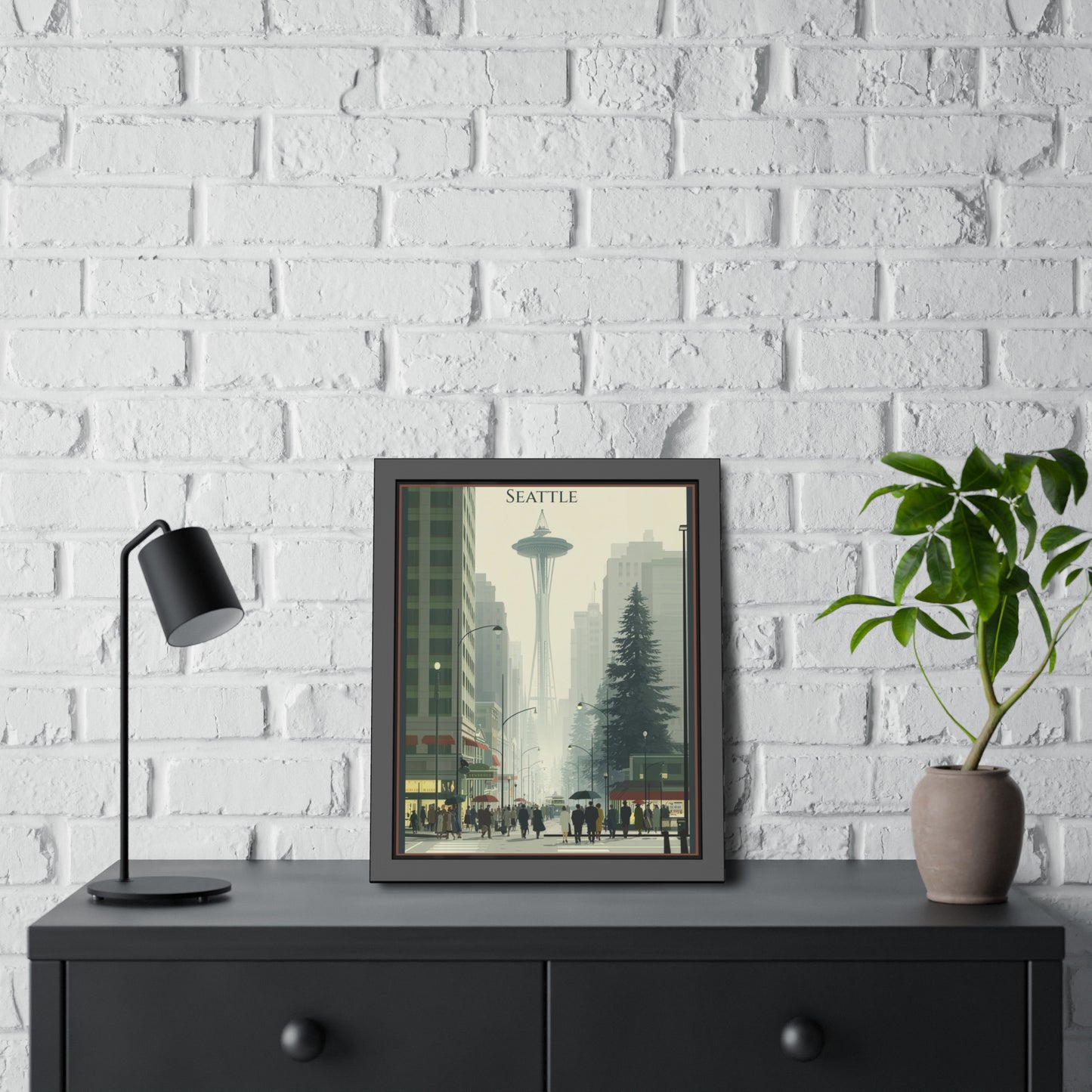 Seattle Vintage Travel Poster — Framed Paper Poster