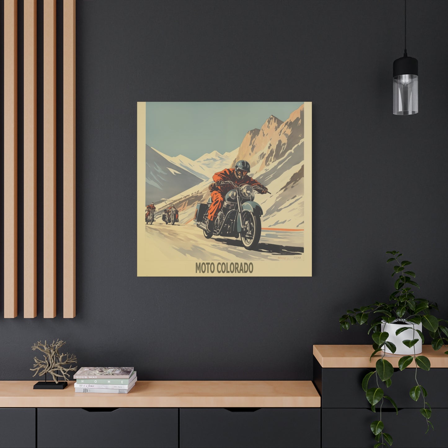 "Vintage Moto Colorado Poster - Rugged Motorcycle Adventure Matte Stretched Canvas" Matte Canvas, Stretched, 1.25"