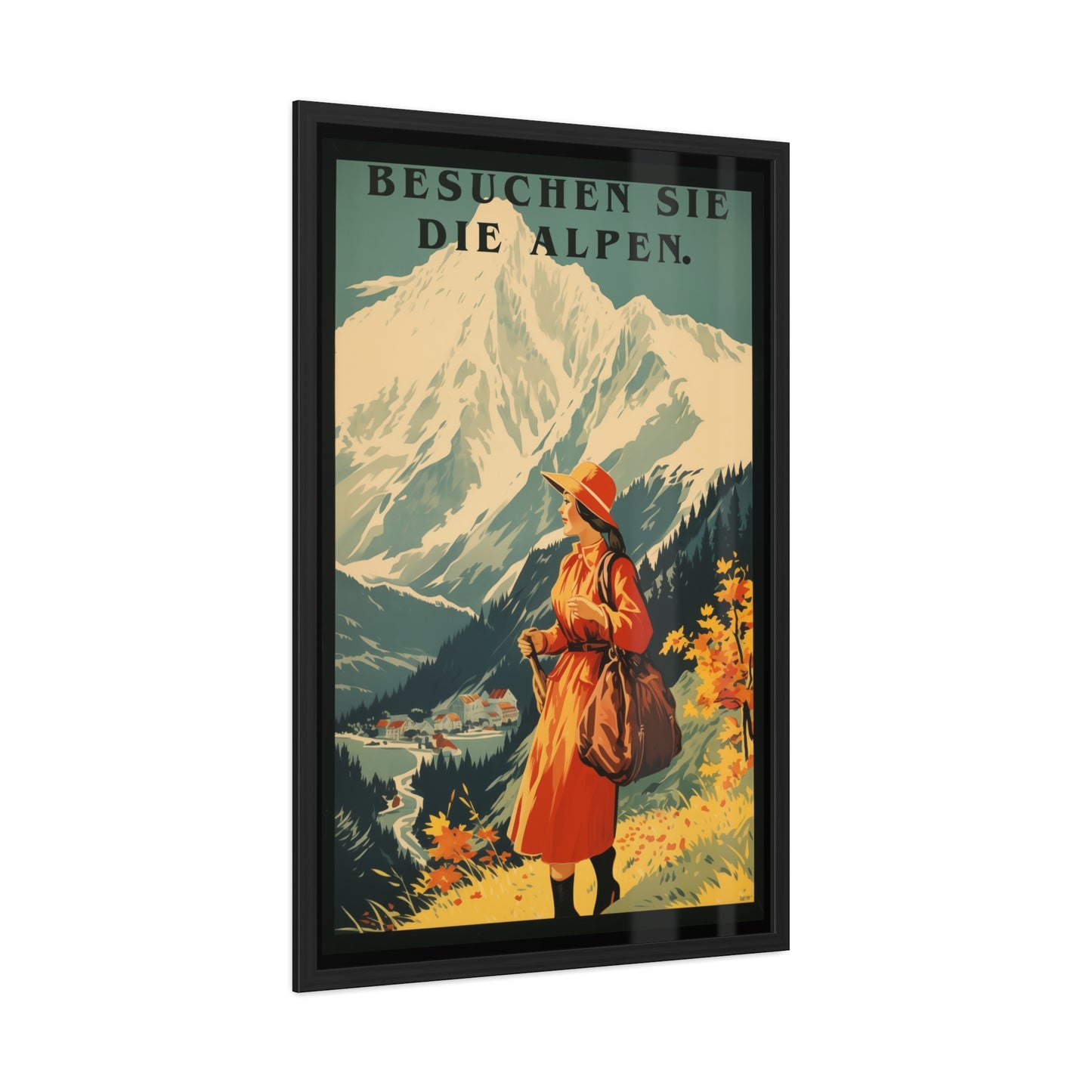 Vintage Alps Travel Poster - 'Besuchen Sie Die Alpen' (Visit the Alps) Scenic Artwork Framed Posters