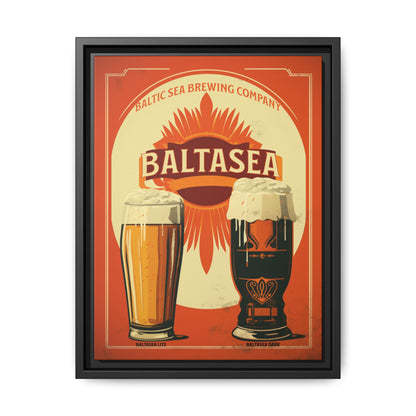 "Vintage Baltic Sea Brewing Poster - Matte Canvas Wall Art with Black Frame" Matte Canvas, Black Frame