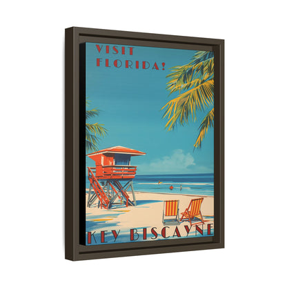 Key Biscayne Vintage Travel Poster Matte Canvas Print — Framed “Visit Florida!” Beach Wall Art