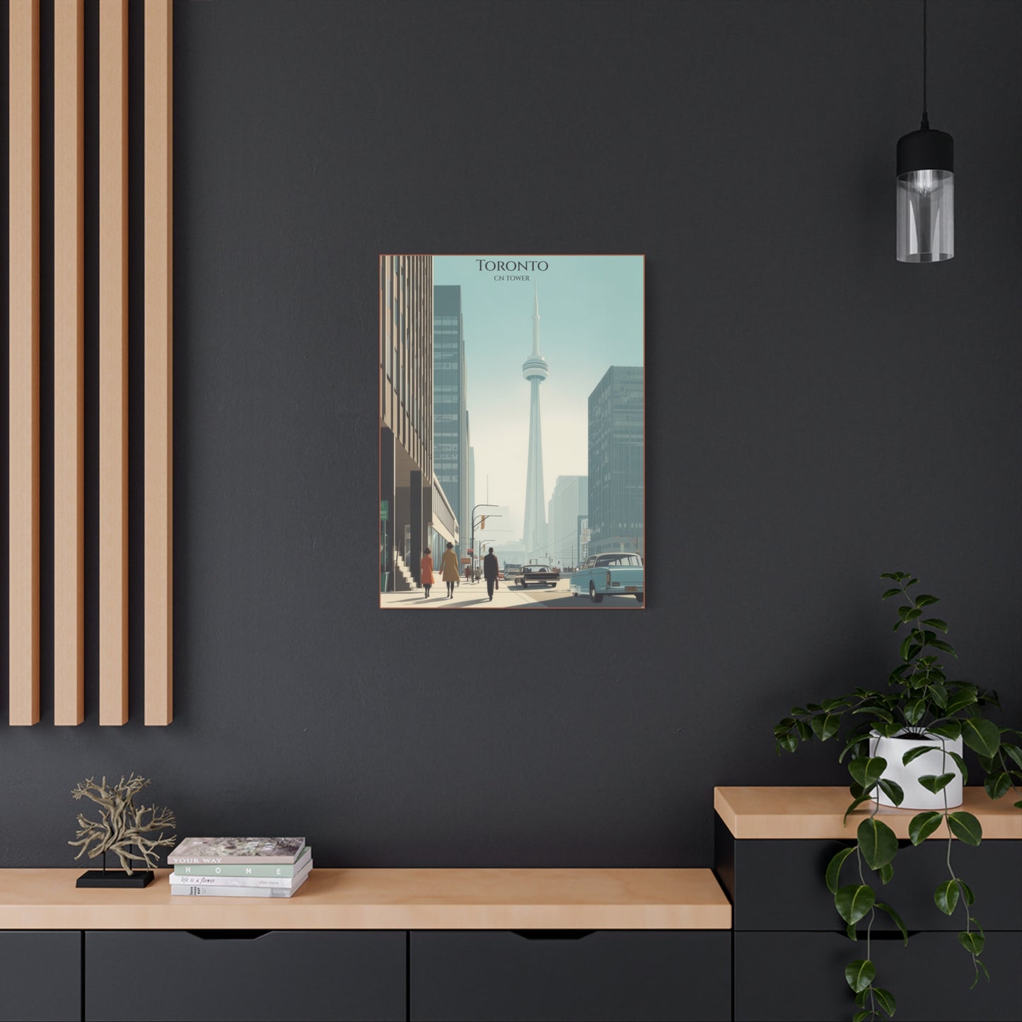 Toronto CN Tower Vintage Cityscape Matte Canvas Print