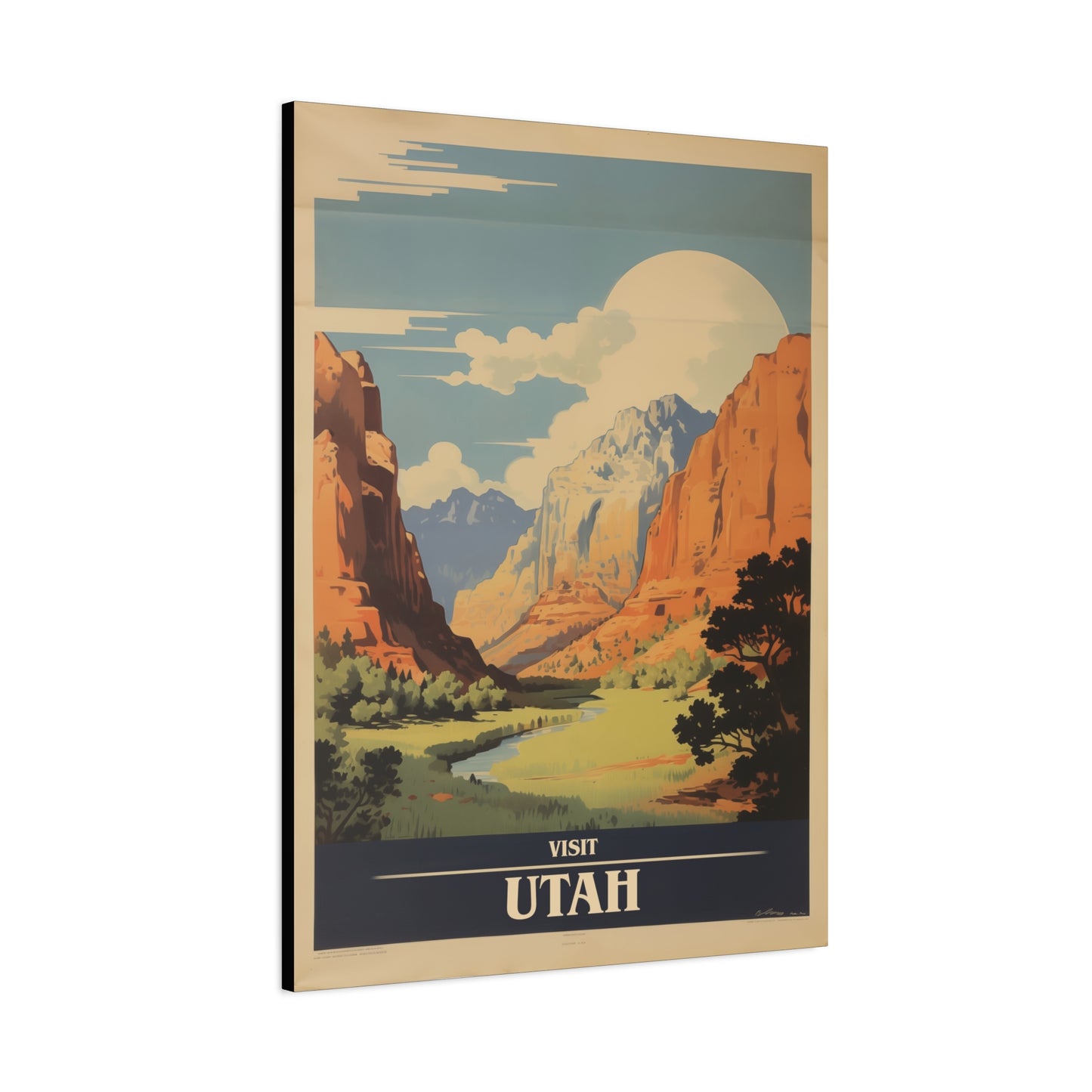 "Vintage Visit Utah Poster - Matte Stretched Canvas Wall Art" Matte Canvas, Stretched, 1.25"