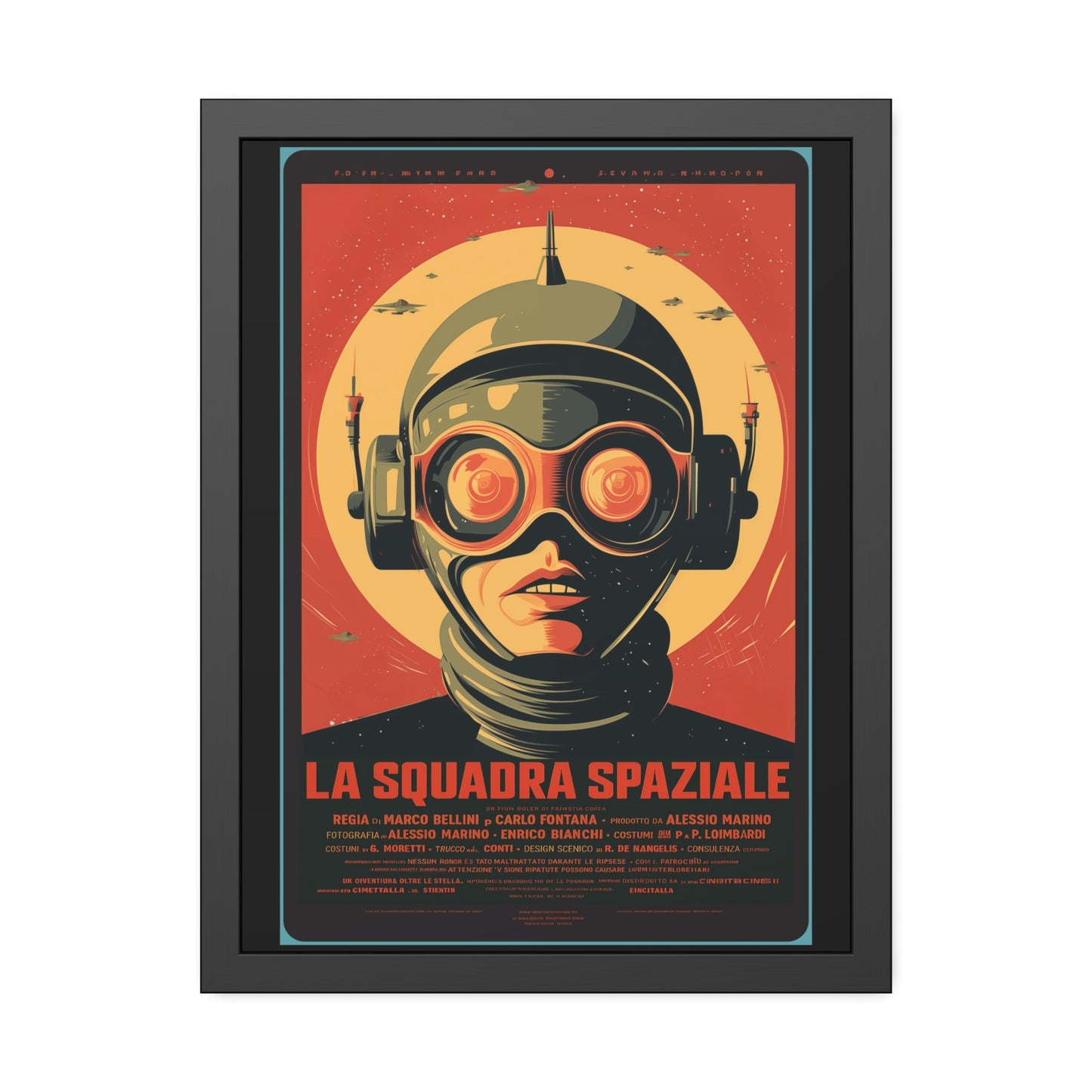 Framed Paper Poster — Retro Sci‑Fi 'La Squadra Spaziale' Wall Art