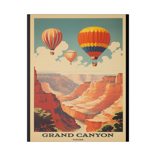 "Vintage Grand Canyon Poster - Hot Air Balloon Tour Retro Travel Art", Classic Stretched Canvas