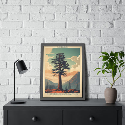 Framed Poster — Vintage California Sequoia Tree Print