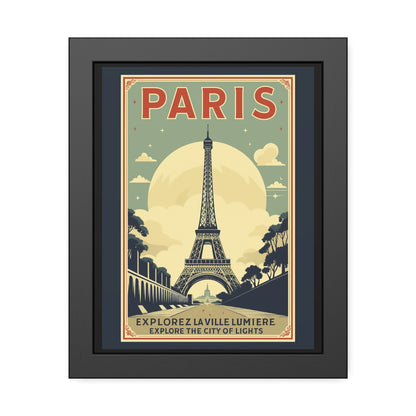 Paris Travel Poster Framed Print — Explorez La Ville Lumière Vintage Wall Art