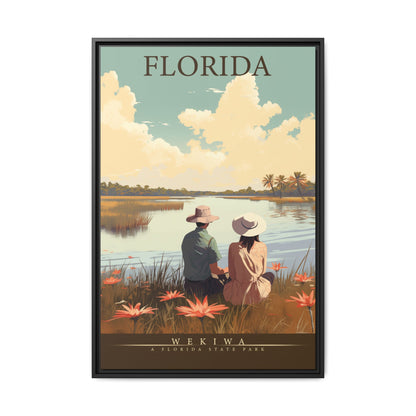 "Vintage Florida Nature Poster - Wekiwa State Park Matte Canvas Wall Art with Black Frame" Matte Canvas, Black Frame