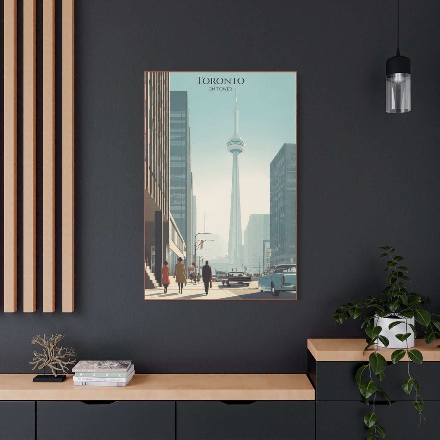 Toronto CN Tower Vintage Cityscape Matte Canvas Print