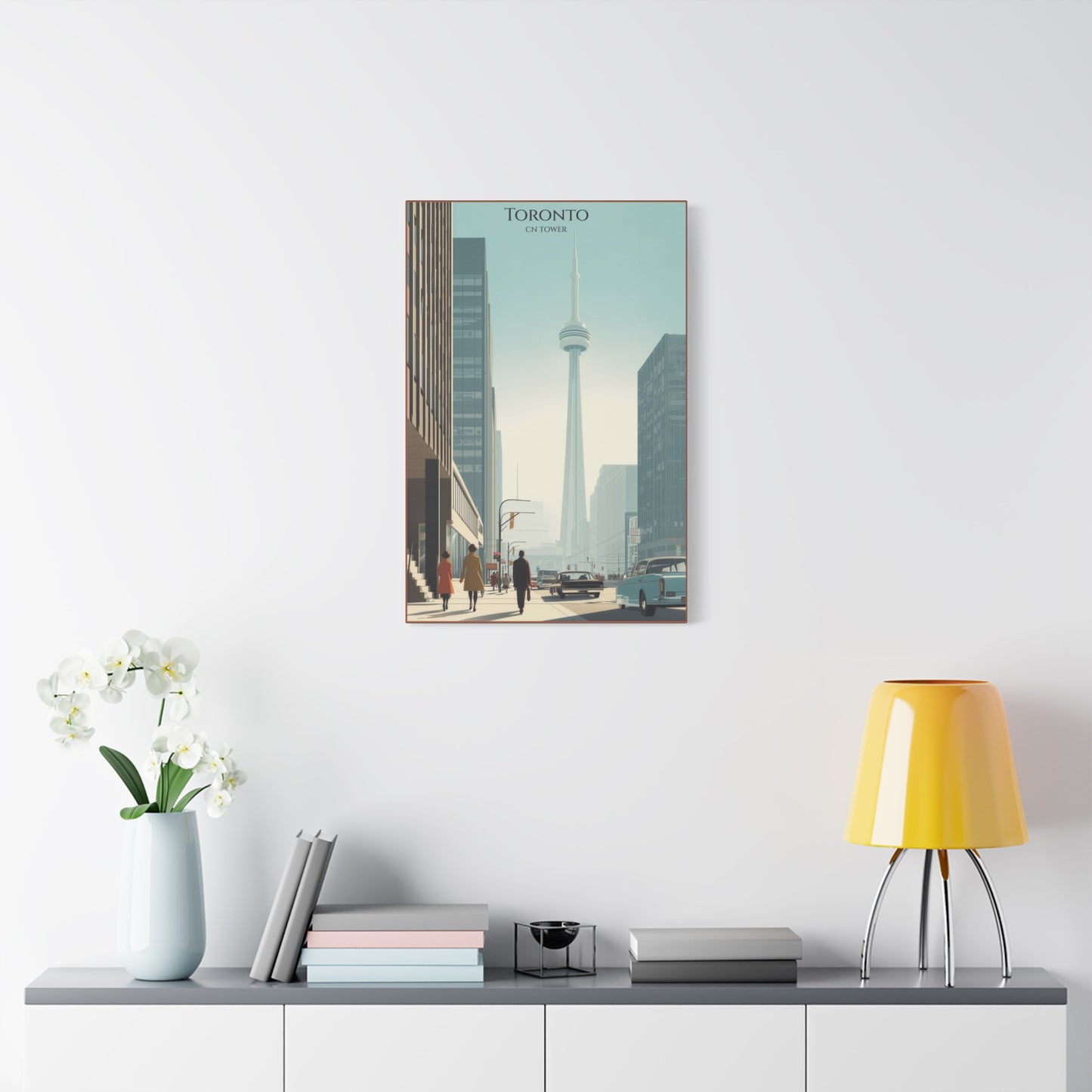 Toronto CN Tower Vintage Cityscape Matte Canvas Print