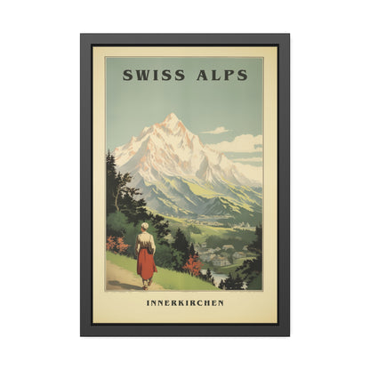 Swiss Alps Vintage Travel Poster Framed Print