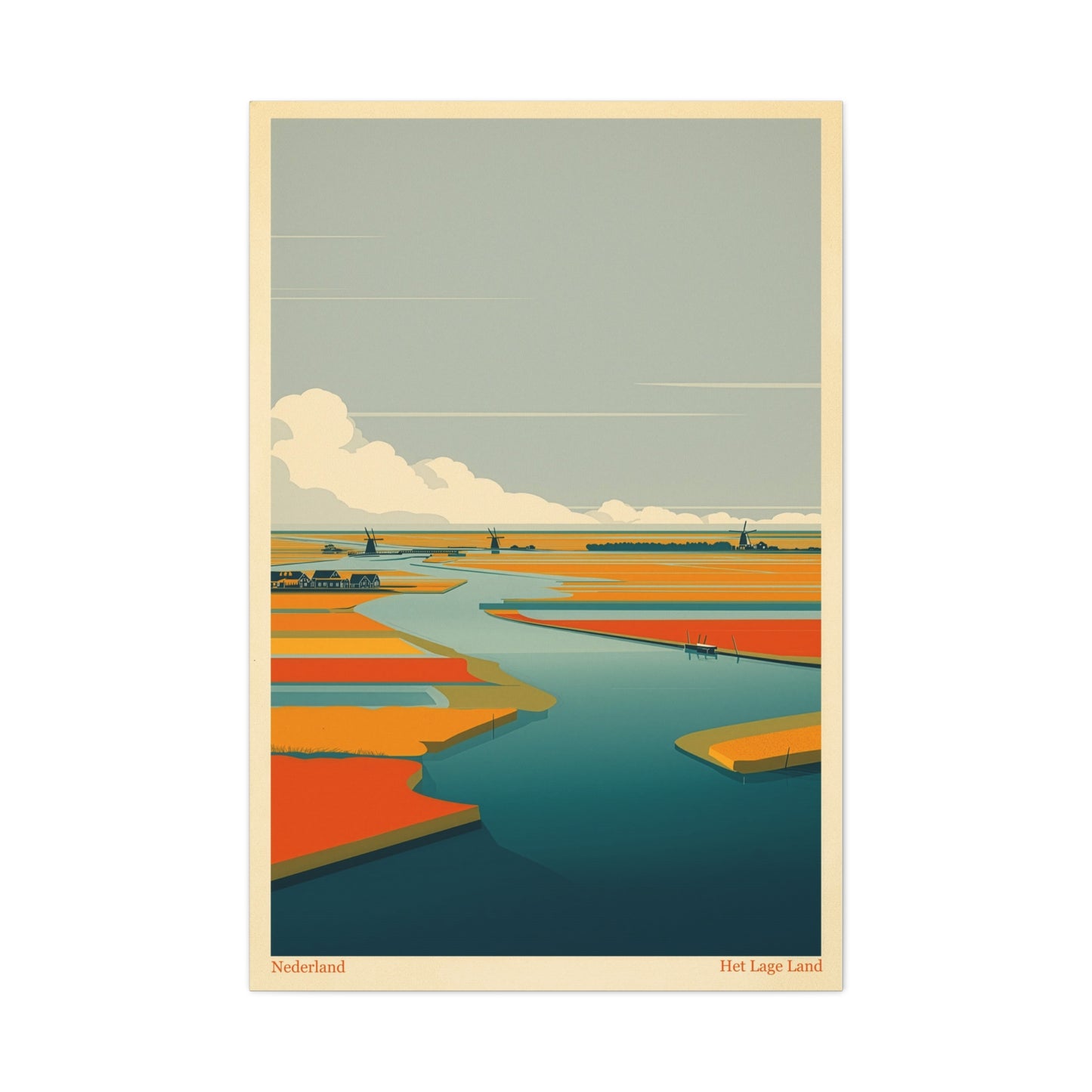 Het Lage Land 2 Vintage Netherlands Landscape Poster | Framed Canvas Print