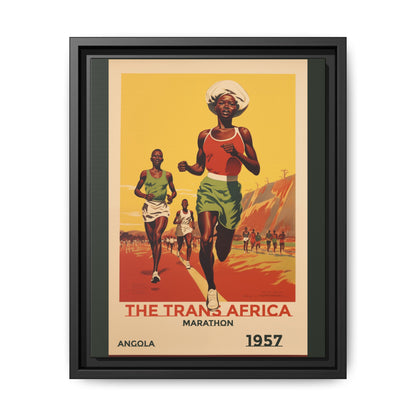 "The Trans Africa Marathon – Vintage Angola Sports Canvas (1957)"Matte Canvas, Black Frame