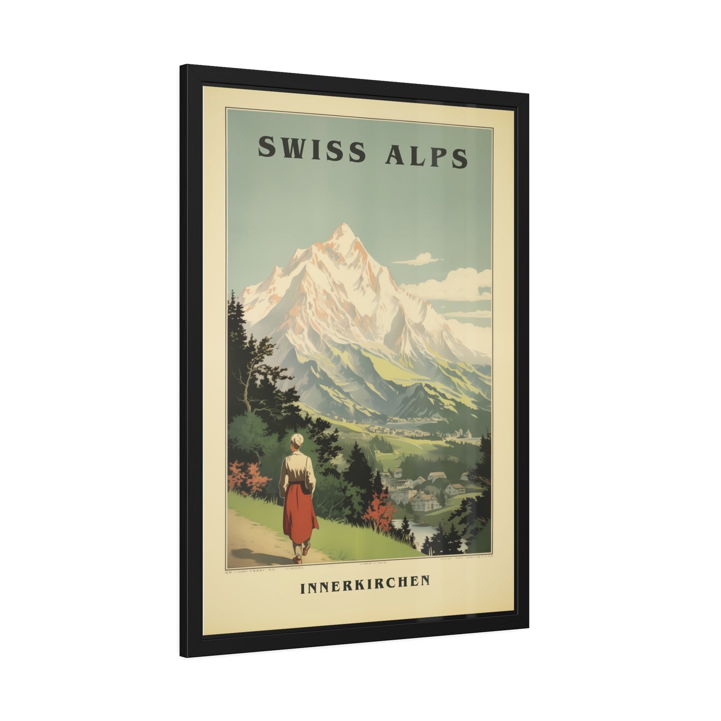 Swiss Alps Vintage Travel Poster Framed Print