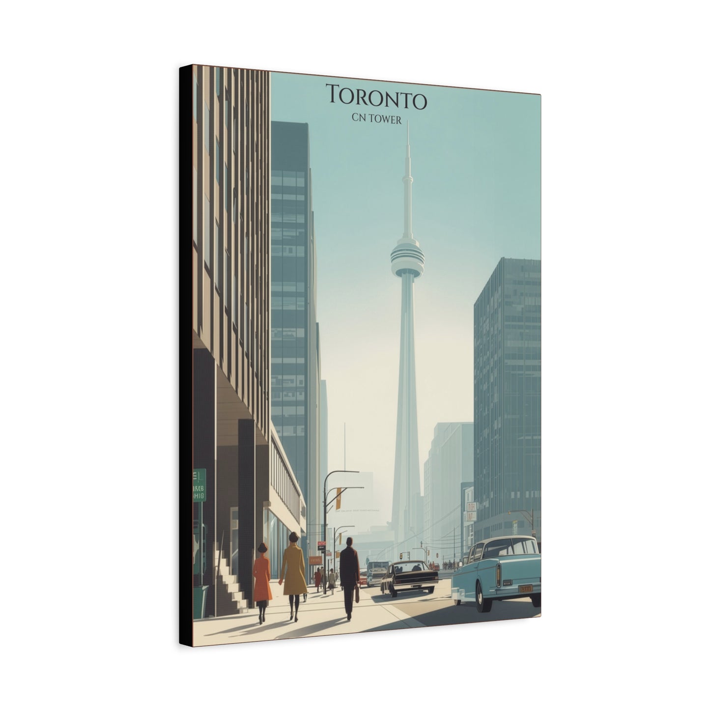 Toronto CN Tower Vintage Cityscape Matte Canvas Print