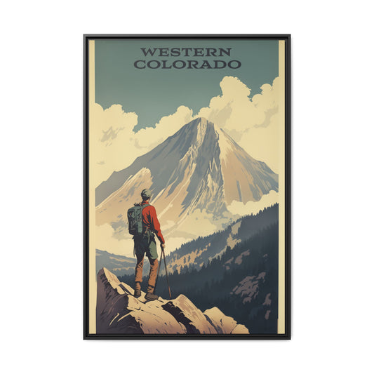 "Vintage Western Colorado Adventure Poster - Matte Canvas Wall Art with Black Frame" Matte Canvas, Black Frame