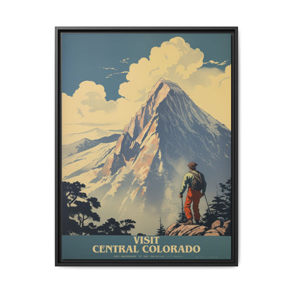 "Vintage Central Colorado Travel Poster - Matte Canvas Wall Art with Black Frame" Matte Canvas, Black Frame