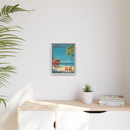 Key Biscayne Vintage Travel Poster Matte Canvas Print — Framed “Visit Florida!” Beach Wall Art