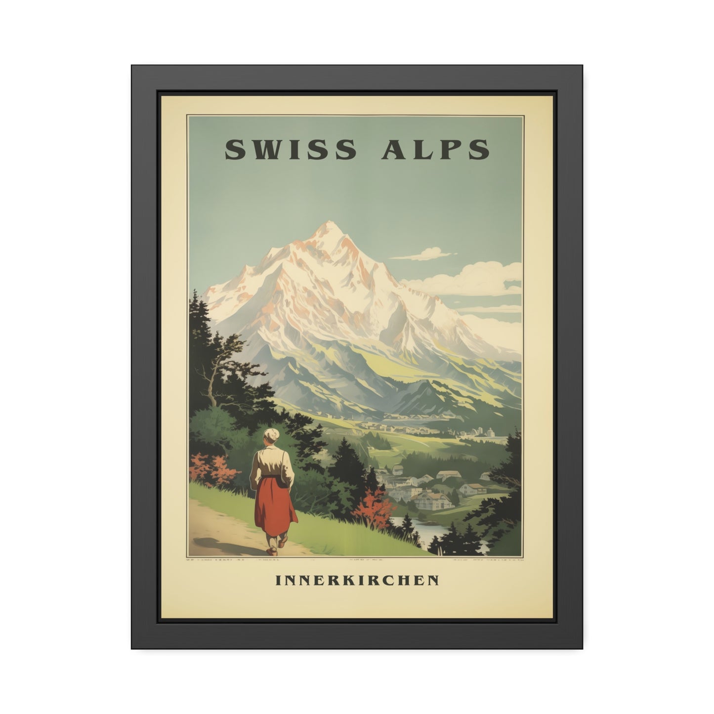 Swiss Alps Vintage Travel Poster Framed Print