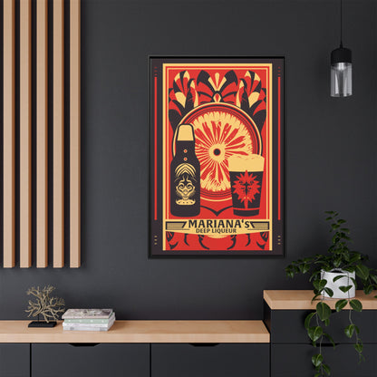 "Vintage Mariana's Deep Liqueur Poster - Bold Citrus Matte Canvas Wall Art with Black Frame" Matte Canvas, Black Frame