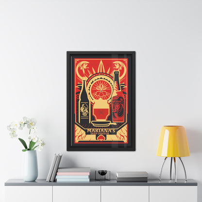 Mariana's Deep Liqueur Art Deco Poster - Vibrant Tropical Elegance Framed Posters