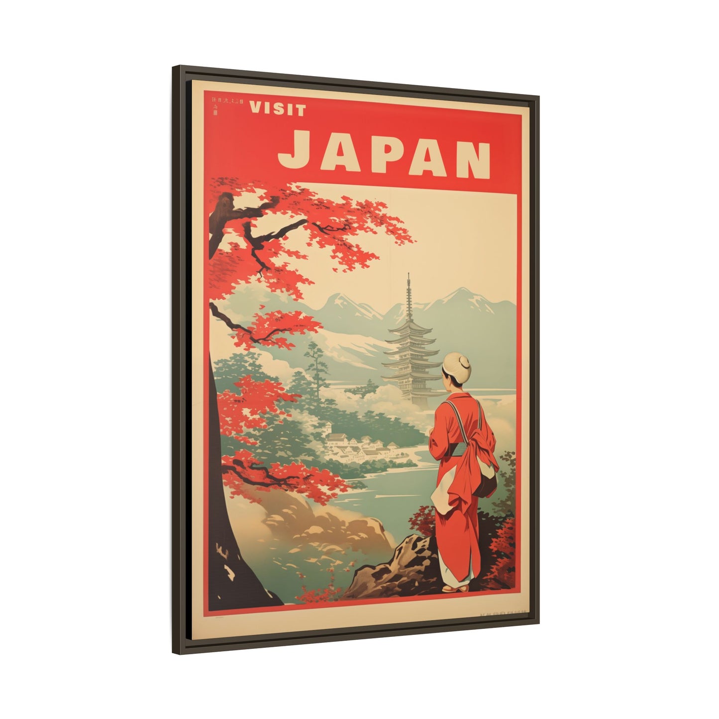 Visit Japan Vintage Travel Poster Matte Canvas Print (Framed)