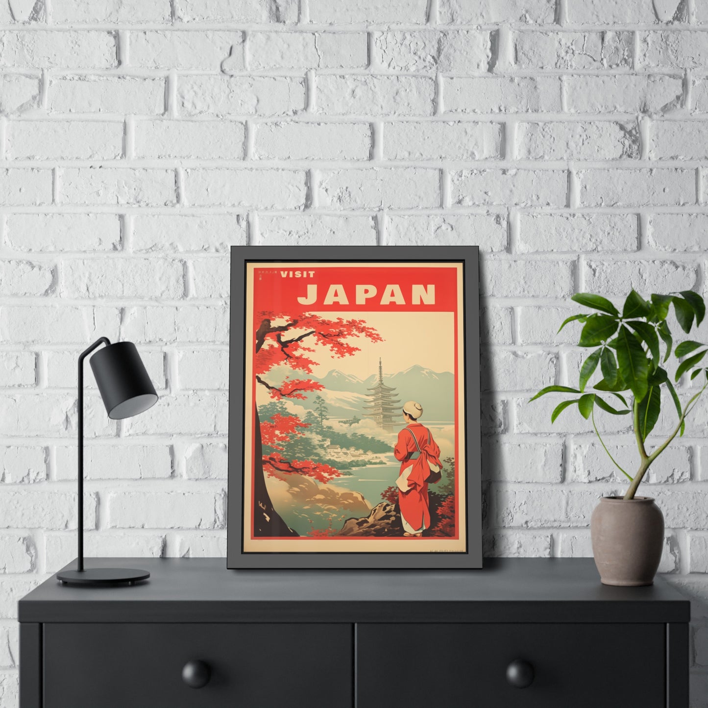 Visit Japan Vintage Travel Poster — Framed Paper Poster