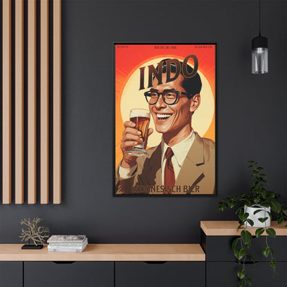 "Vintage Indo Beer Poster - Indonesisch Bier 1965 Matte Canvas Wall Art with Black Frame" Matte Canvas, Black Frame