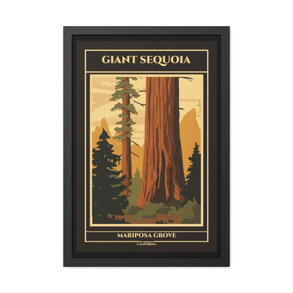 Vintage California Poster - Giant Sequoia Trees of Mariposa Grove, Yosemite National Park Art Framed Posters