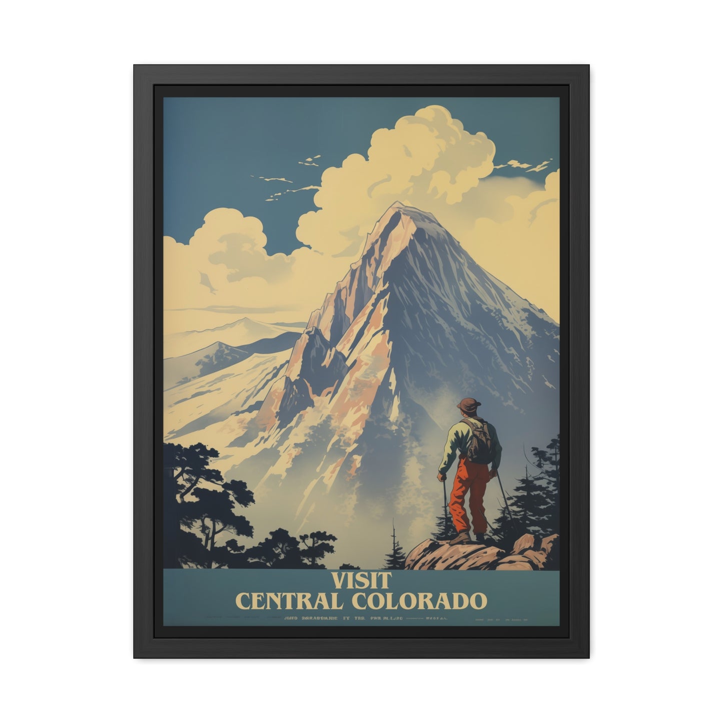 Vintage Colorado Travel Poster - 'Visit Central Colorado' Mountain Adventure Art Framed Posters