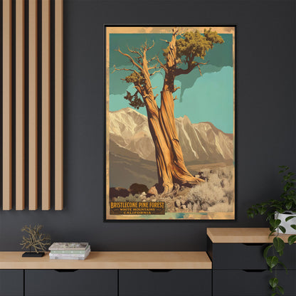 Bristlecone Pine Forest Vintage Art Print — Framed Matte Canvas