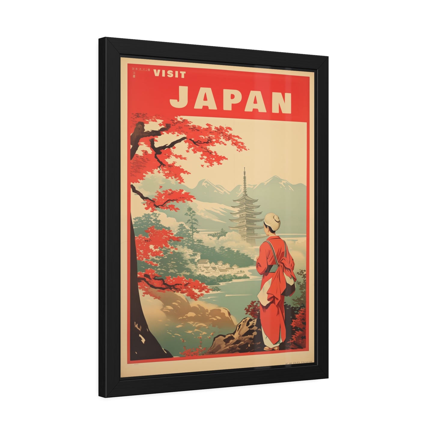 Visit Japan Vintage Travel Poster — Framed Paper Poster