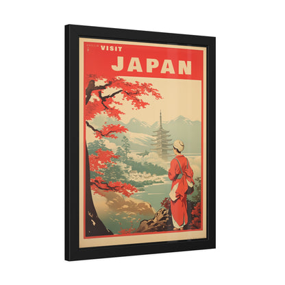 Visit Japan Vintage Travel Poster — Framed Paper Poster
