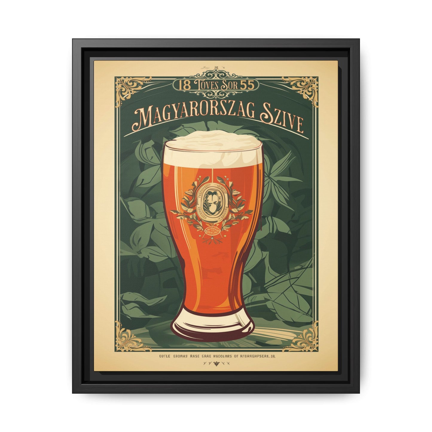 "Vintage Magyarország Sör Poster - Matte Canvas Wall Art with Black Frame" Matte Canvas, Black Frame