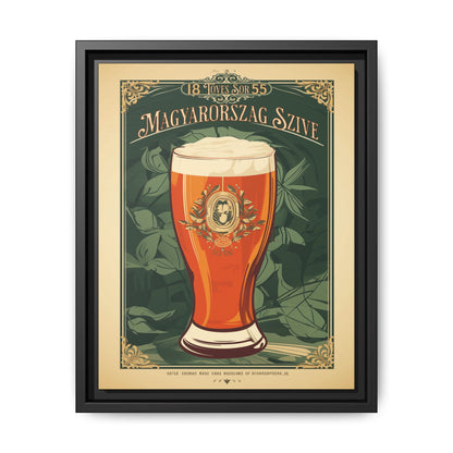 "Vintage Magyarország Sör Poster - Matte Canvas Wall Art with Black Frame" Matte Canvas, Black Frame