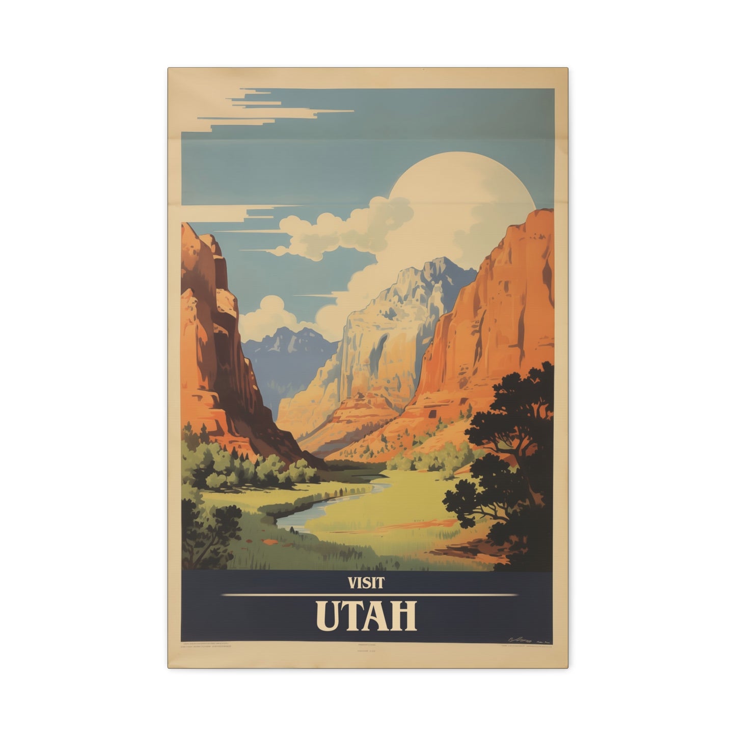 "Vintage Visit Utah Poster - Matte Stretched Canvas Wall Art" Matte Canvas, Stretched, 1.25"