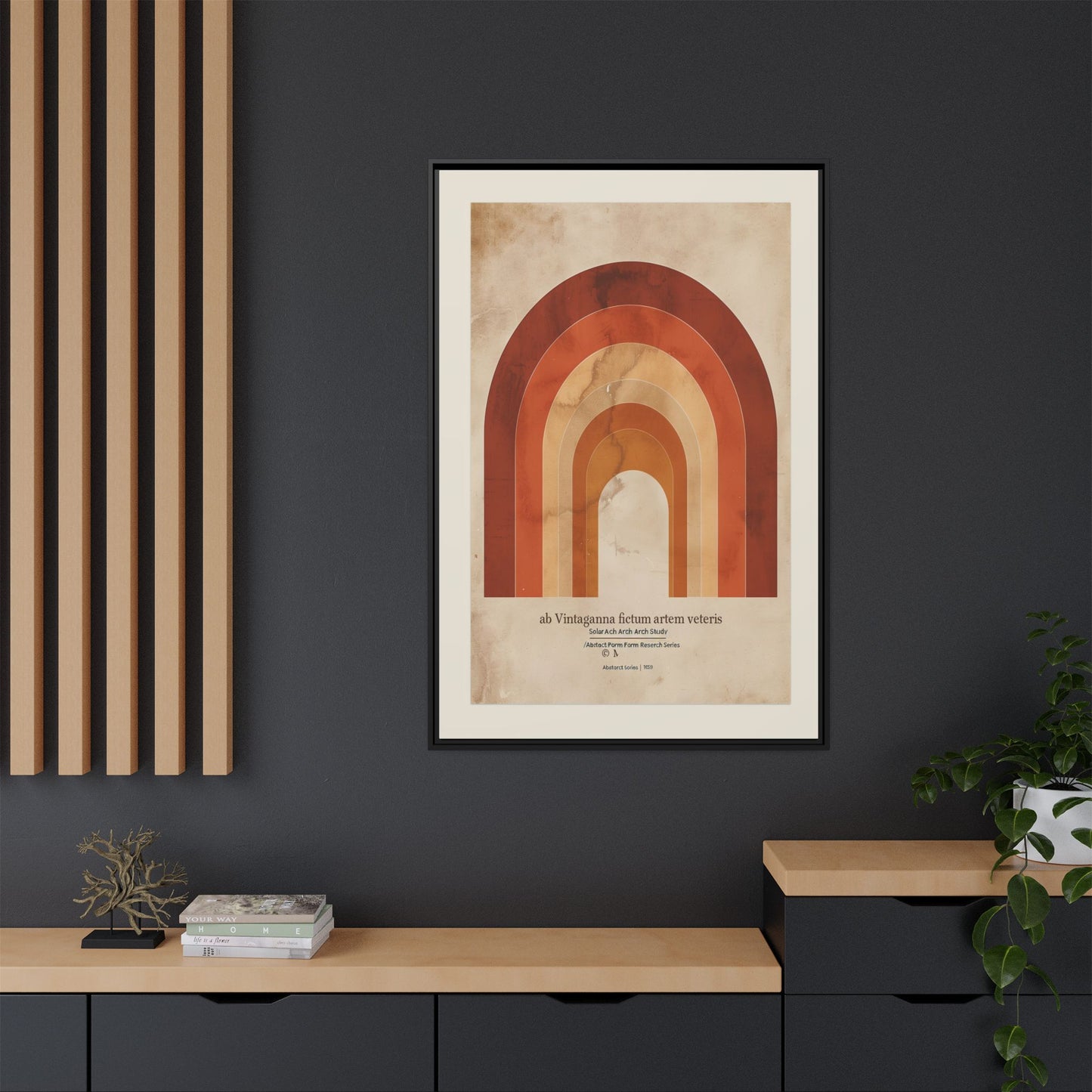 Framed Matte Canvas Wall Art - Retro Rainbow Design