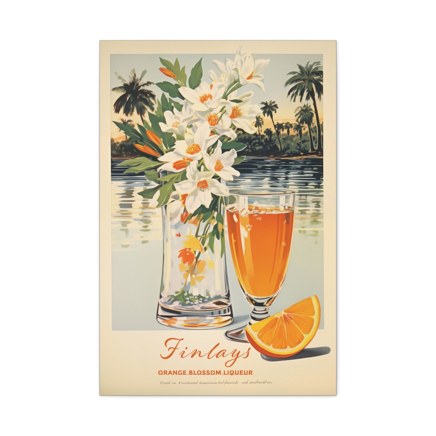 "Vintage Finlay’s Orange Blossom Liqueur Poster - Matte Canvas Stretched Wall Art" Matte Canvas, Stretched, 1.25"