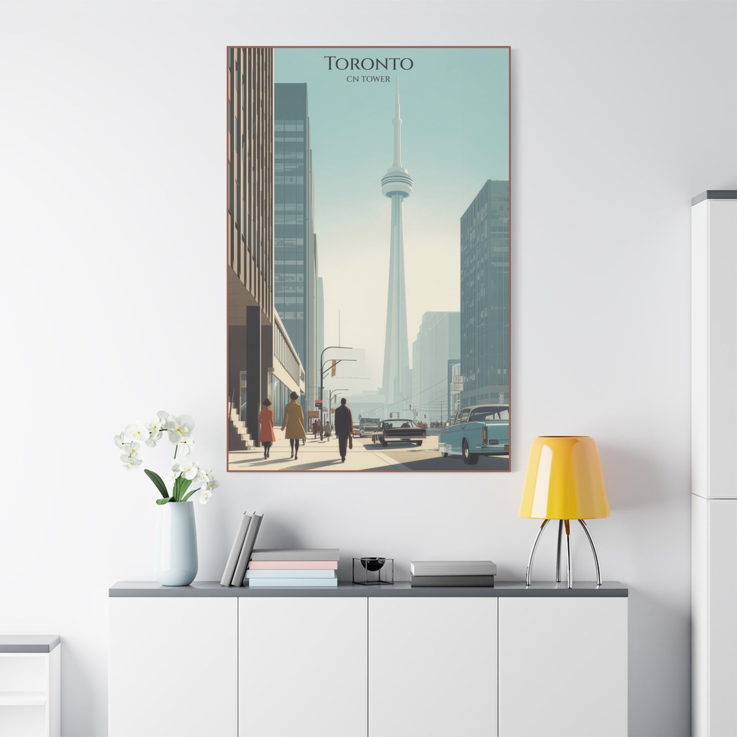 Toronto CN Tower Vintage Cityscape Matte Canvas Print
