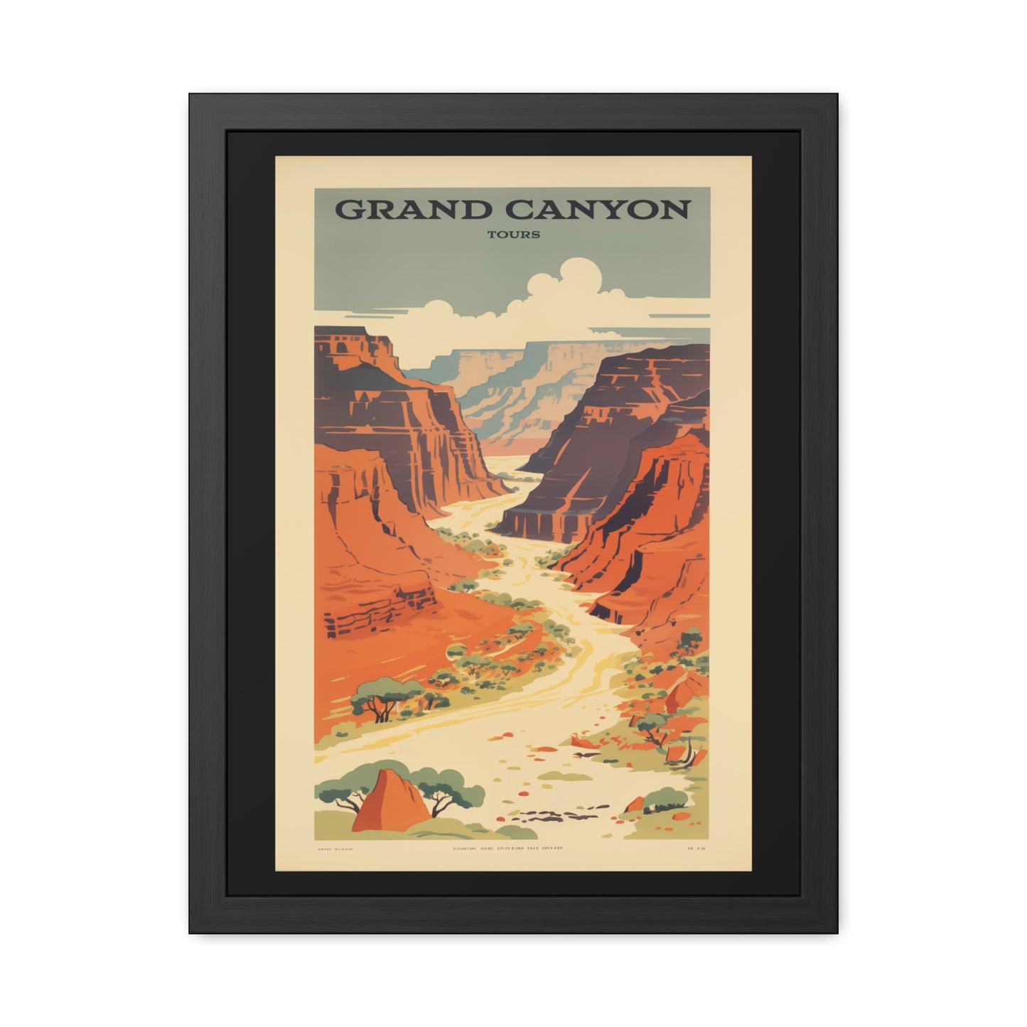 Vintage Grand Canyon Poster - Scenic Canyon River Tour Retro Travel Art Framed Posters