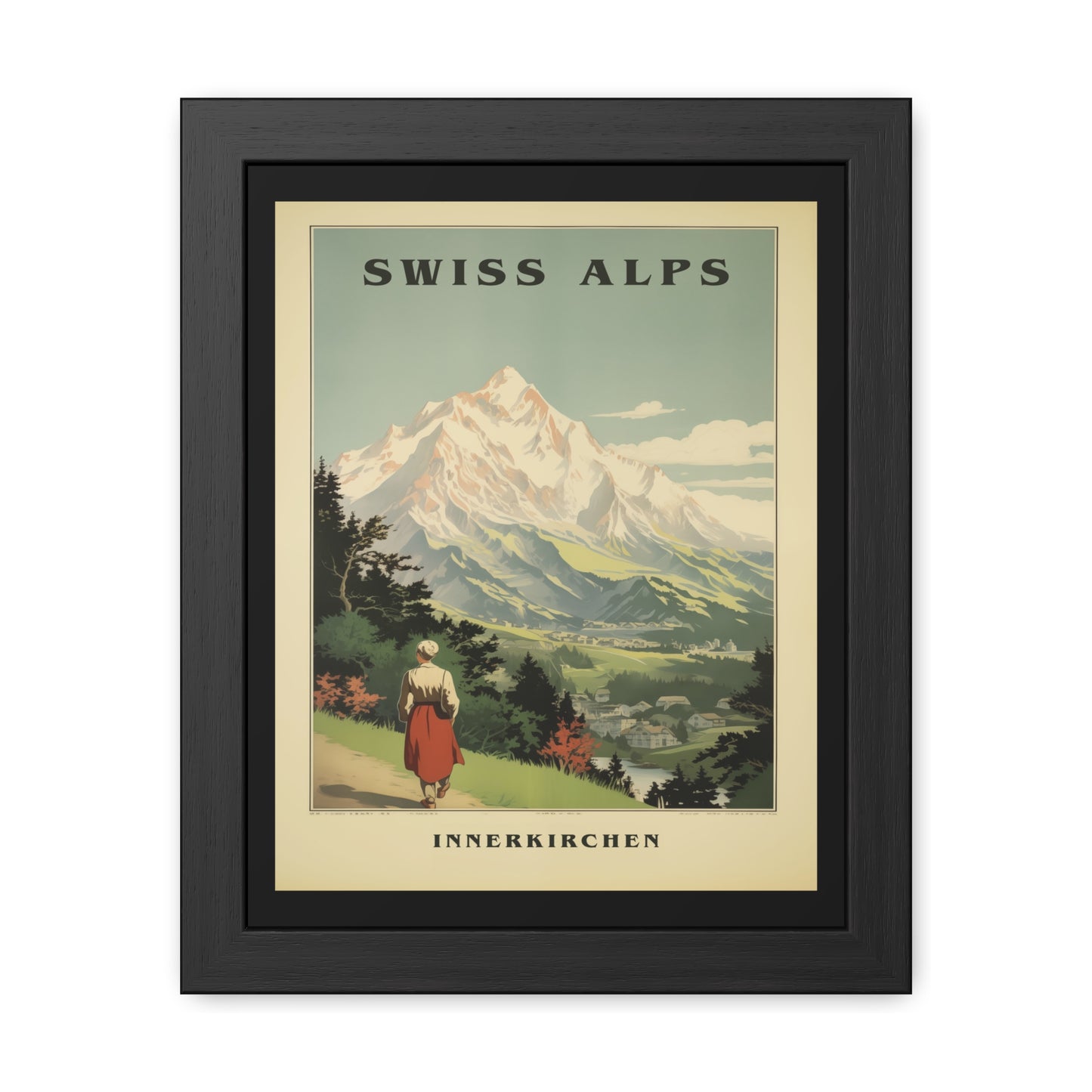 Vintage Swiss Alps Travel Poster - Innerkirchen (Inner Church) Scenic Artwork Framed Posters