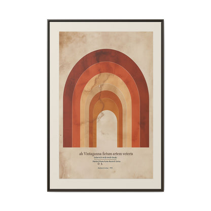 Framed Matte Canvas Wall Art - Retro Rainbow Design