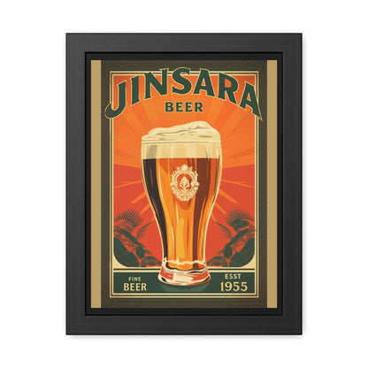 Vintage Beer Framed Poster | Retro Bar Wall Art Print with Wooden Frame, Ready to Hang