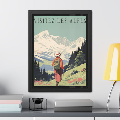 Vintage Alps Travel Poster - 'Visitez Les Alpes' (Visit the Alps) Scenic Artwork Framed Posters