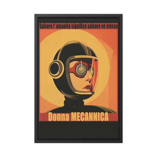 “Vintage Italian Sci-Fi Wall Art Print – Donna Meccanica Retro Futuristic Space Poster”