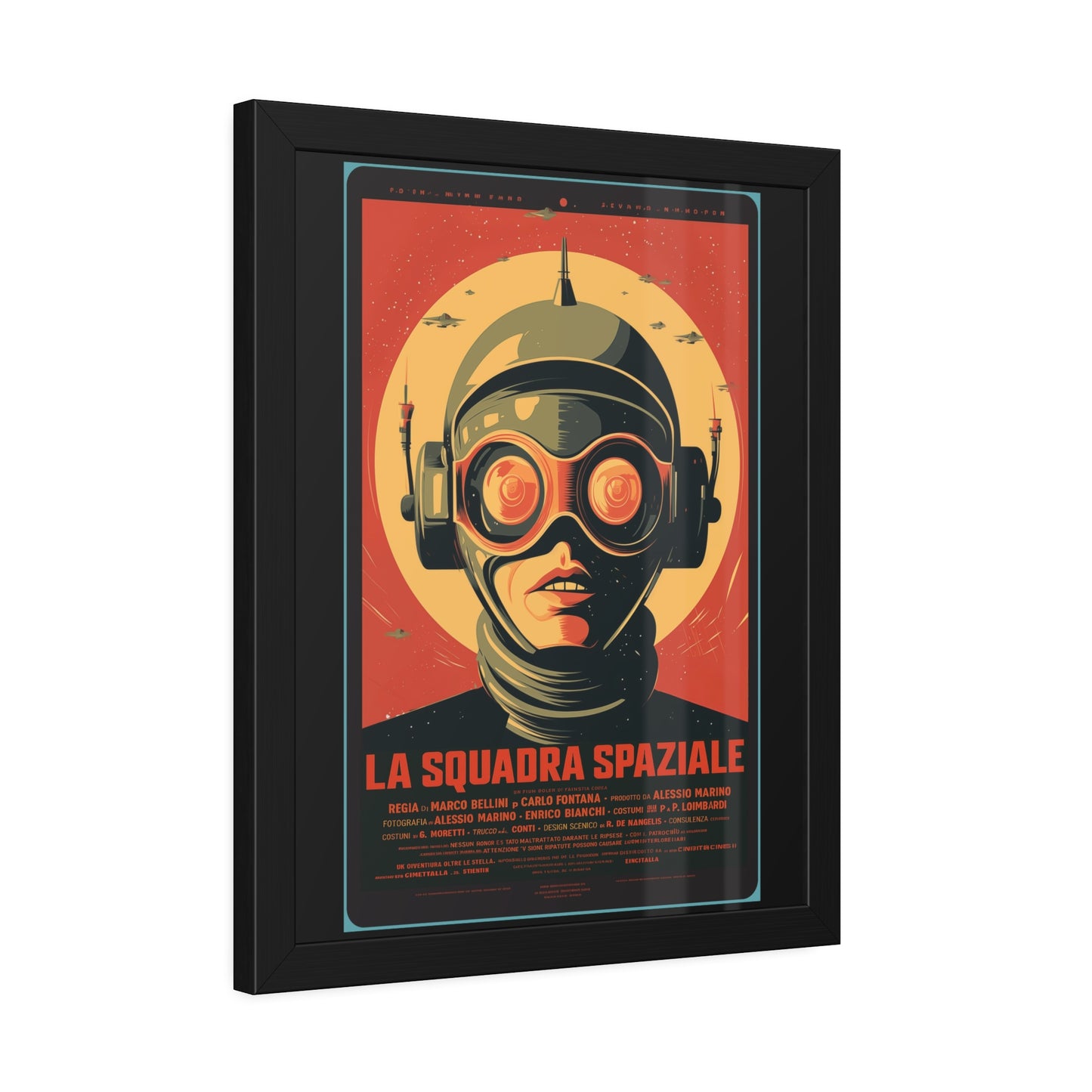 Framed Paper Poster — Retro Sci‑Fi 'La Squadra Spaziale' Wall Art