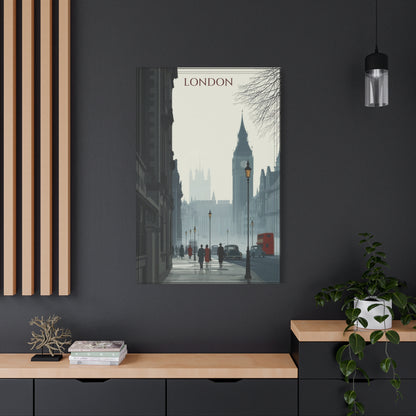 London Cityscape Matte Canvas Print - Vintage Big Ben Wall Art