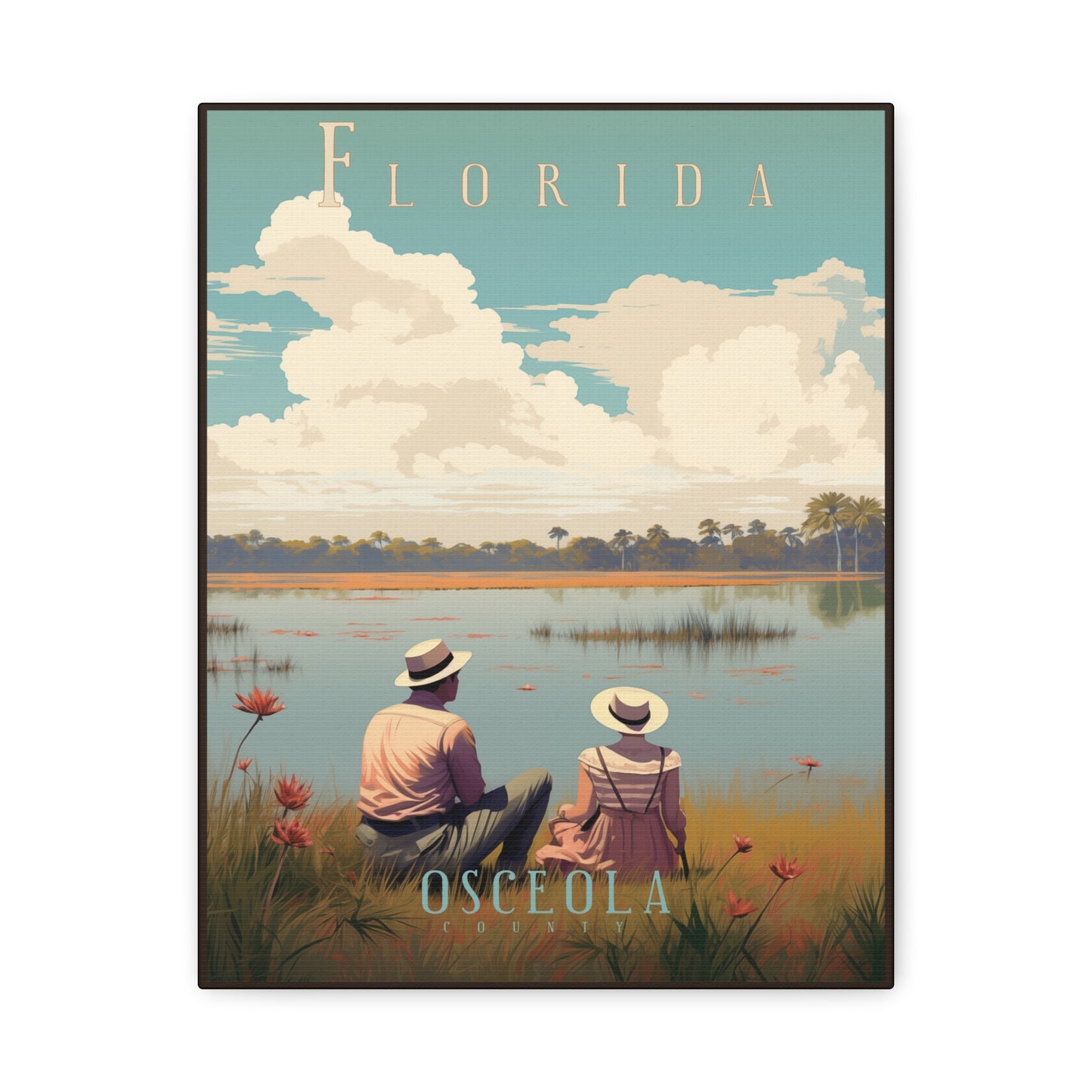 "Vintage Florida Osceola County Poster - Matte Stretched Canvas Wall Art" Matte Canvas, Stretched, 1.25"