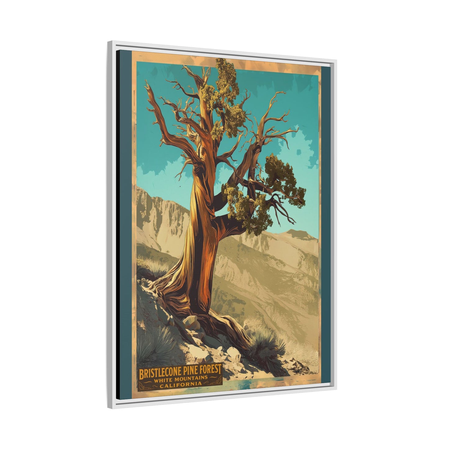 Bristlecone Pine Forest Framed Canvas Print — Vintage National Park Travel Poster